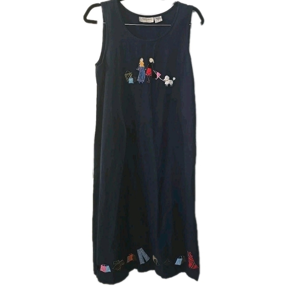 Lemon Grass Cotton‎ Linen Shop Til You Drop Navy Dress Size Medium